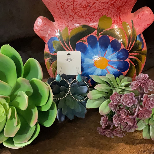 Silver and Turquoise Hoops