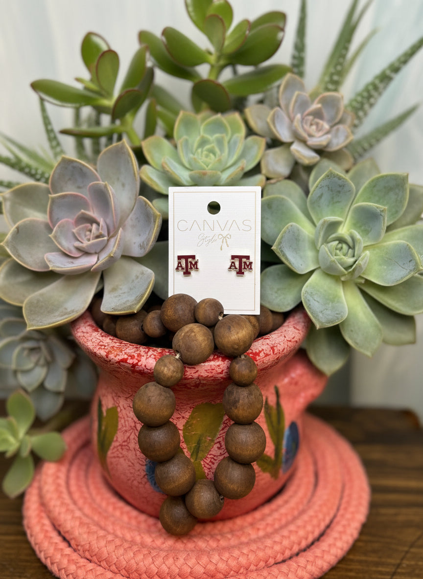 enamel Texas A&M University logo post earrings