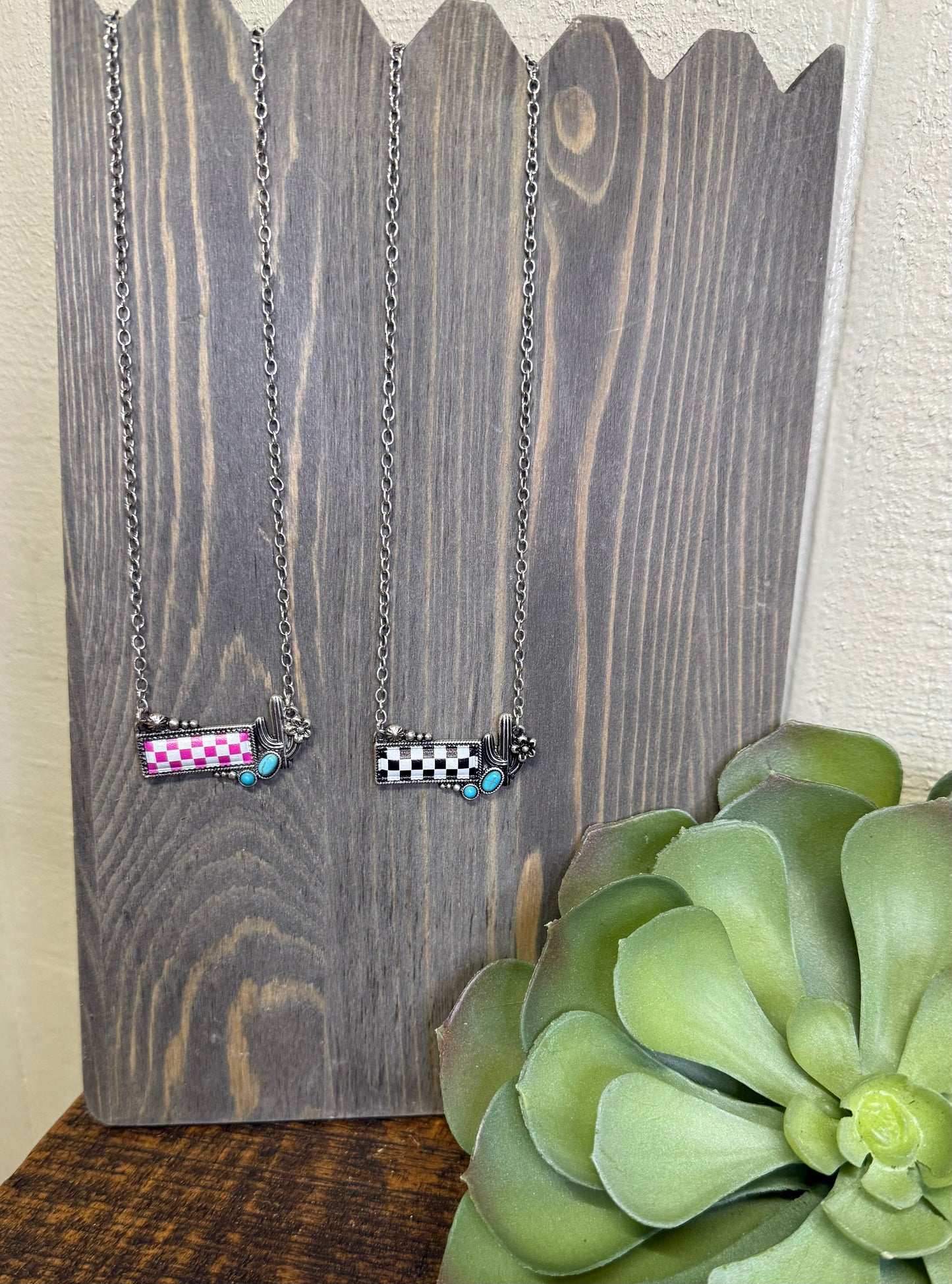 Cactus Check Necklace