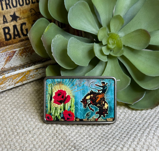Cactus Rose Cowboy Buckle