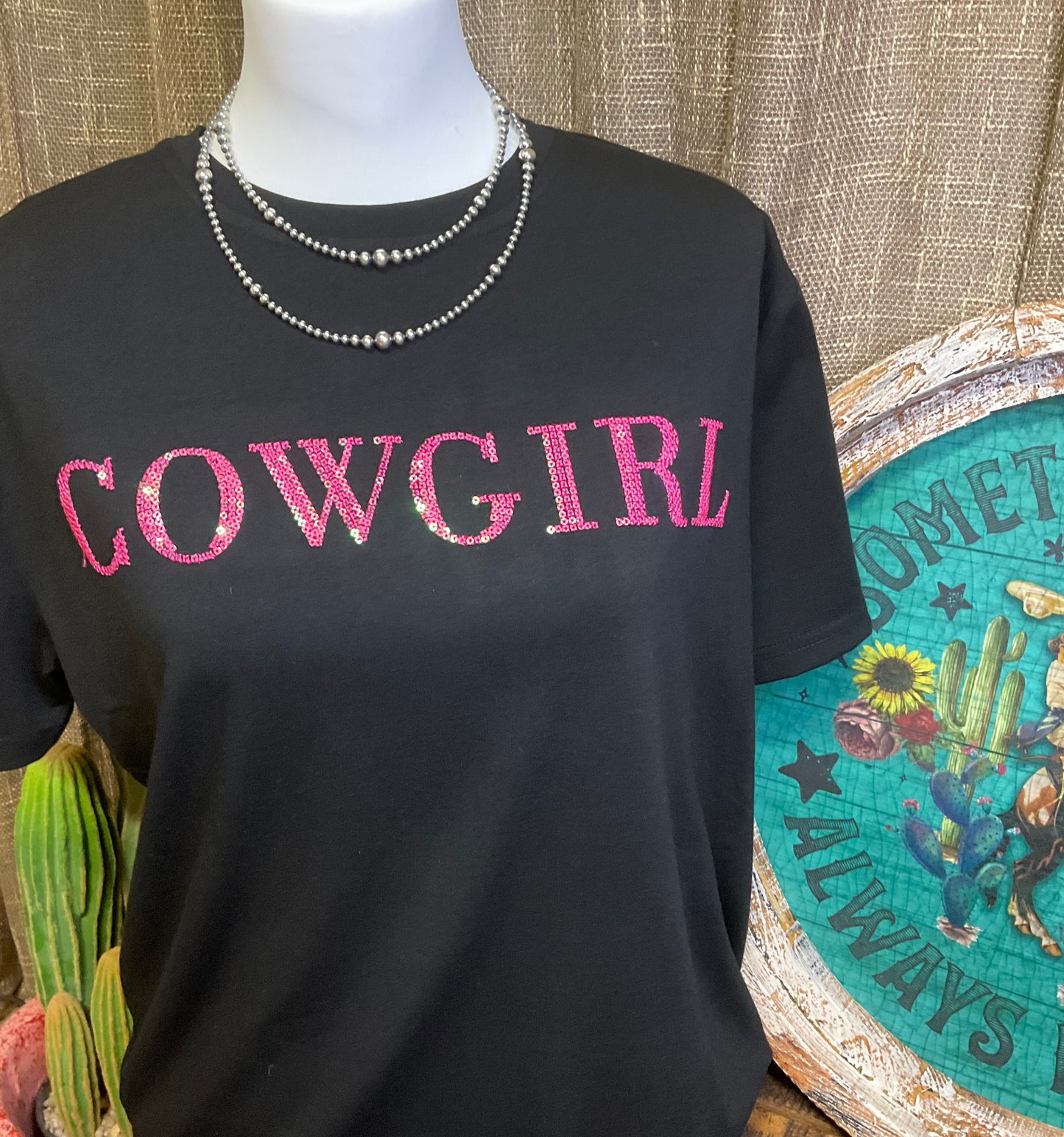Cowgirl Pink Sequin Tee