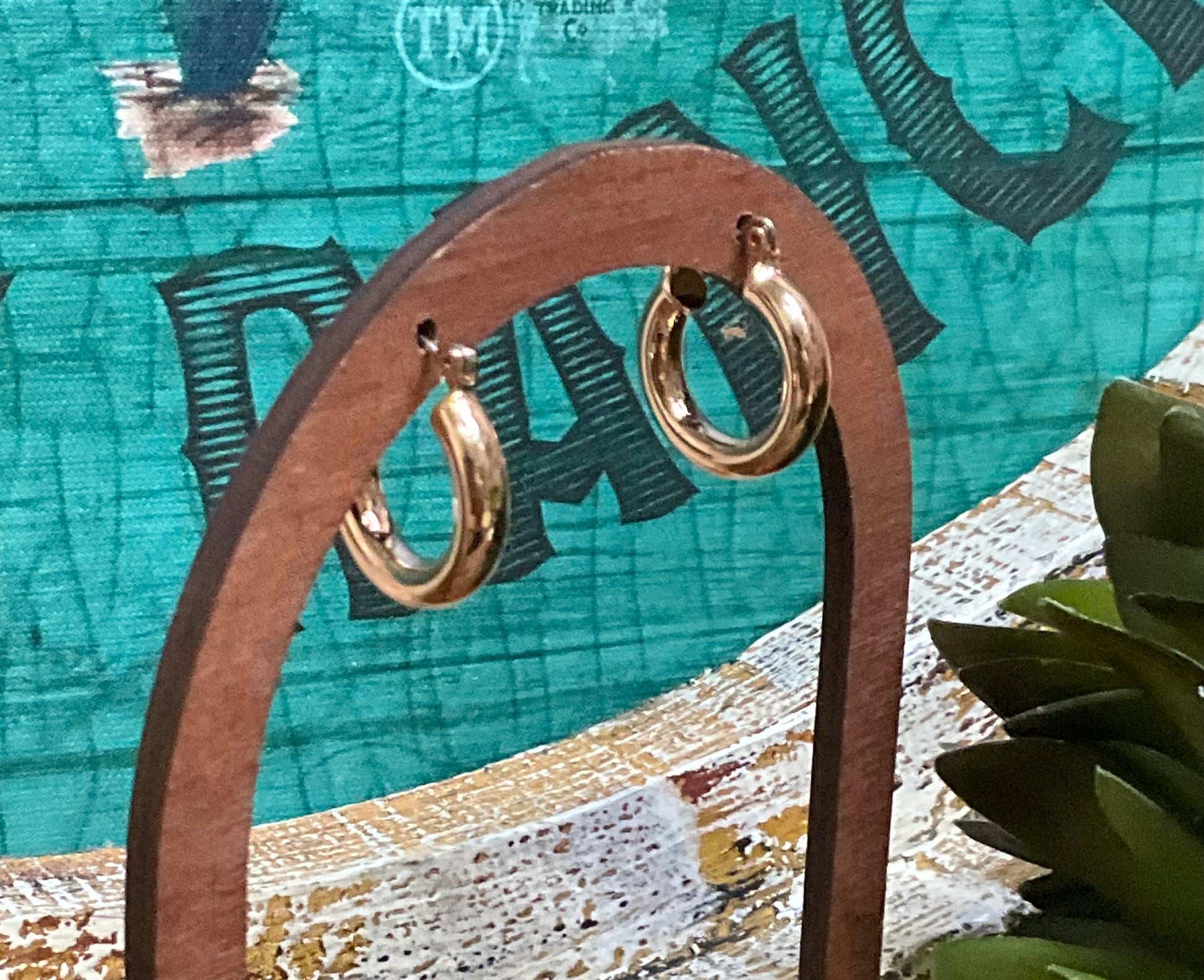 Rose gold-toned 3/4" tube hoop earrings with a lightweight design