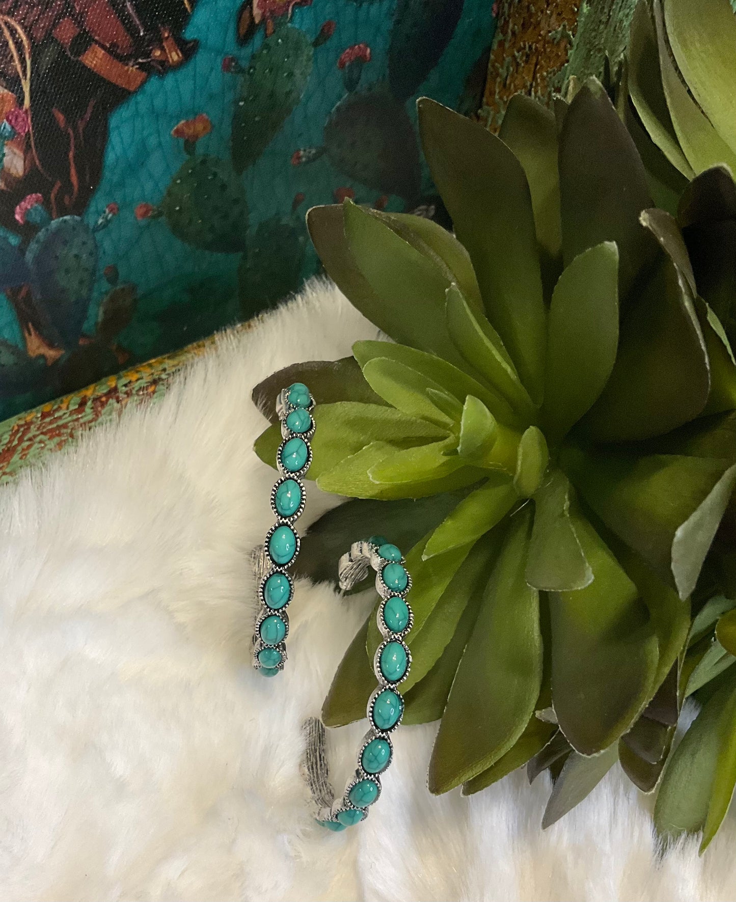 Boulder Stone Hoop Earrings