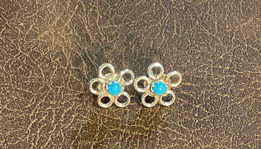 Blue Blossom Sterling Studs