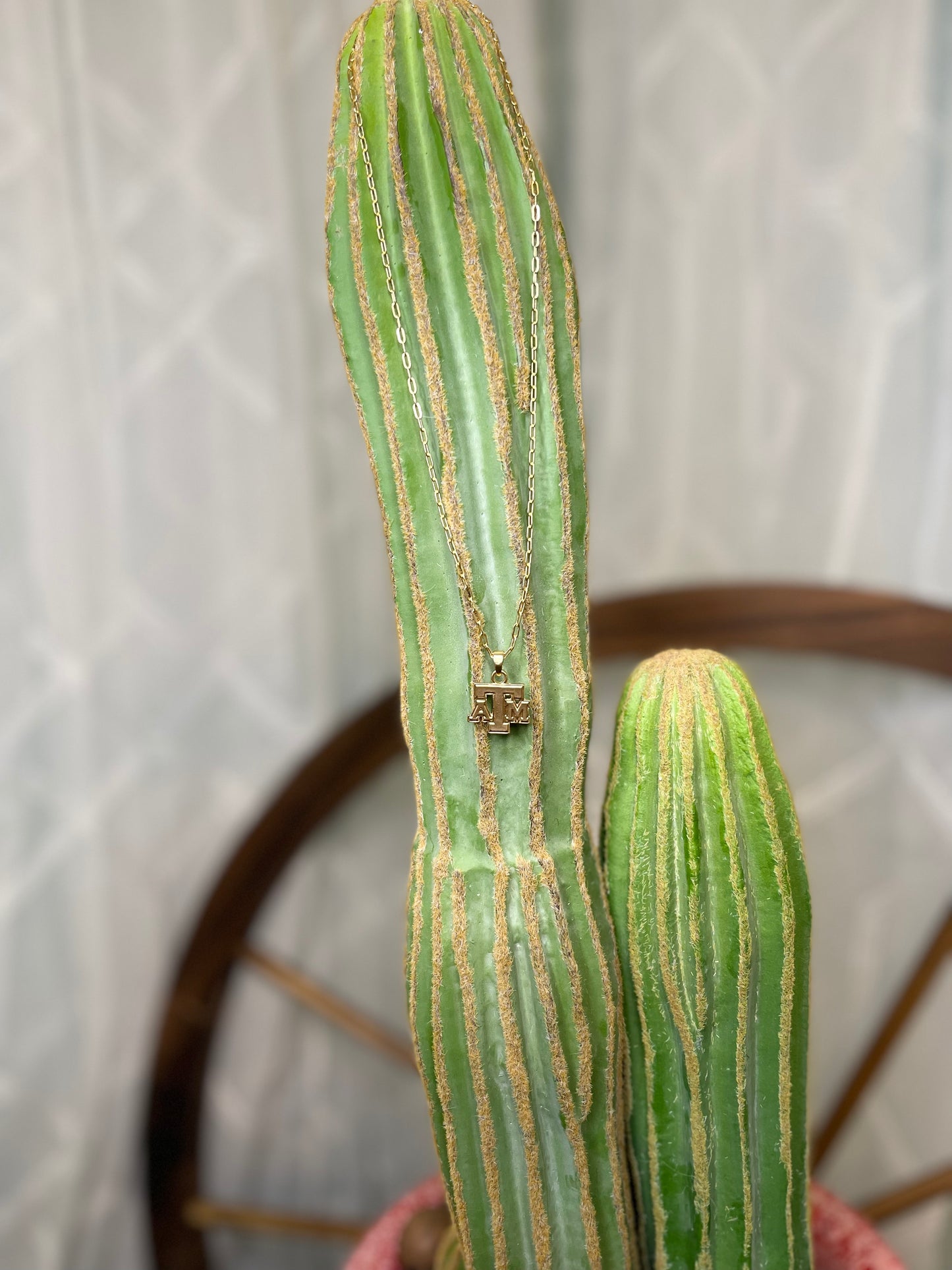 24K gold plated Texas A&M University logo pendant necklace