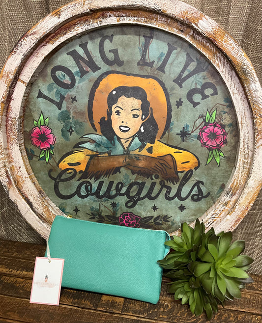 Selma Convertible Bag in textured faux leather with gold-tone fixtures – versatile clutch, wristlet, or crossbody with three zippered compartments and two card slots for organized day-to-night style.