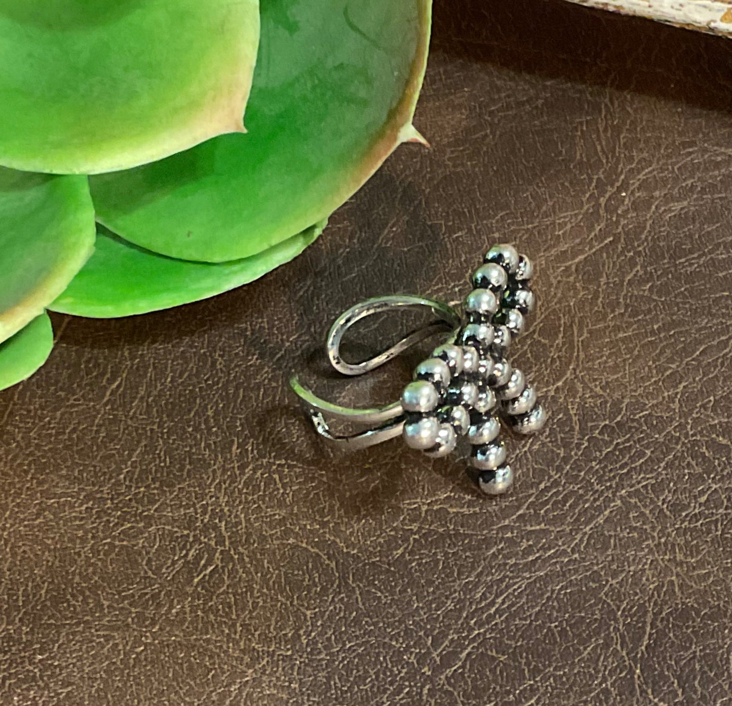 Beaded Bow Adjustable Ring