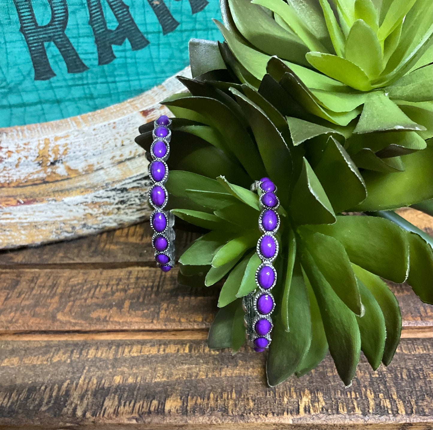 Boulder Stone Hoop Earrings