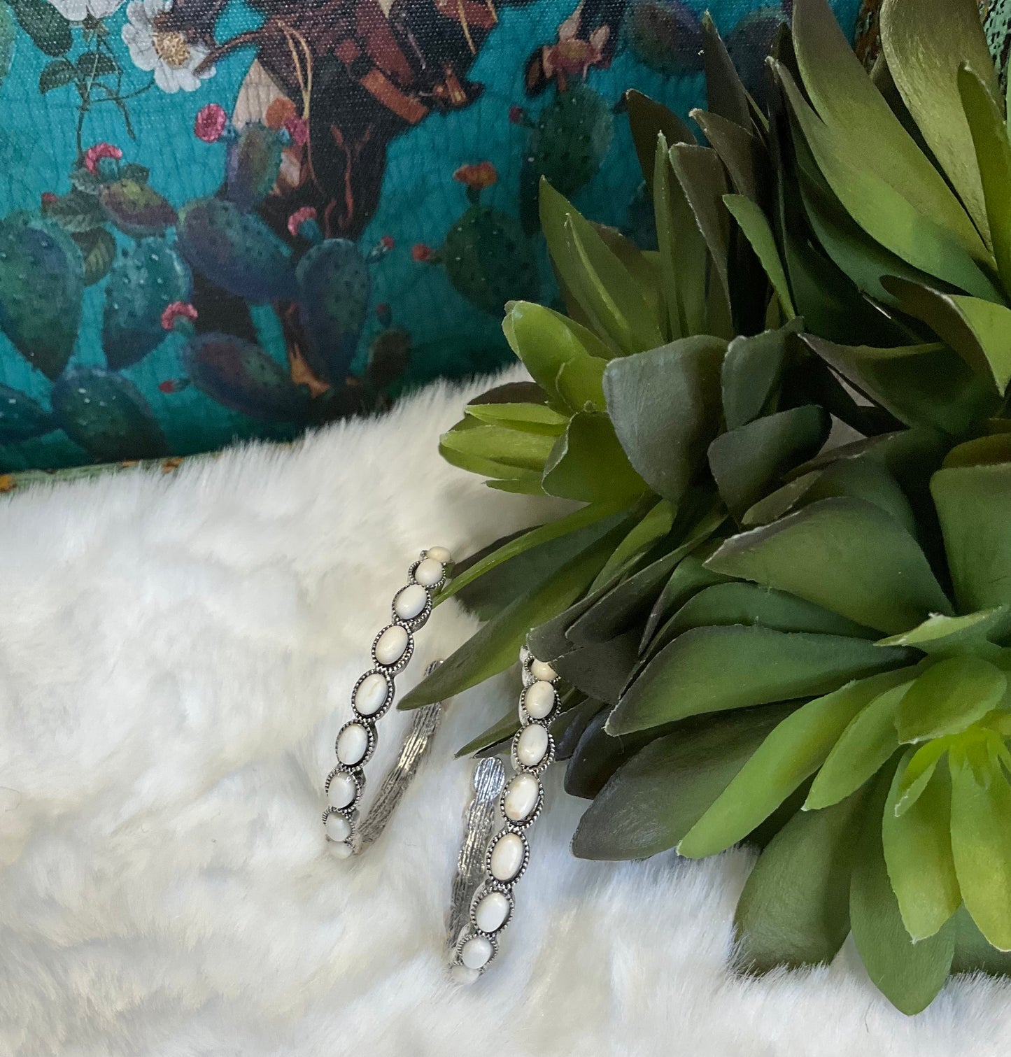 Boulder Stone Hoop Earrings