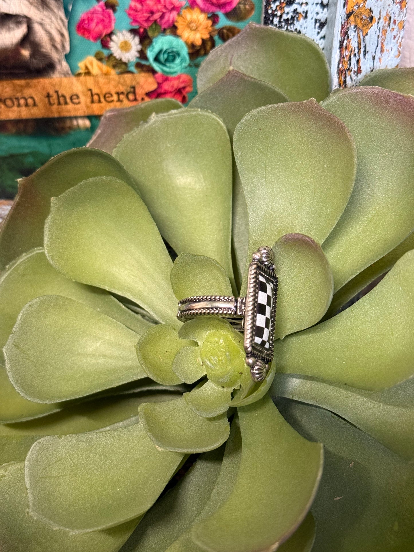 Checkered Charm Stretch Ring