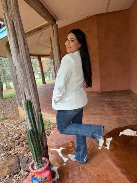 Rouched Sleeve Blazer