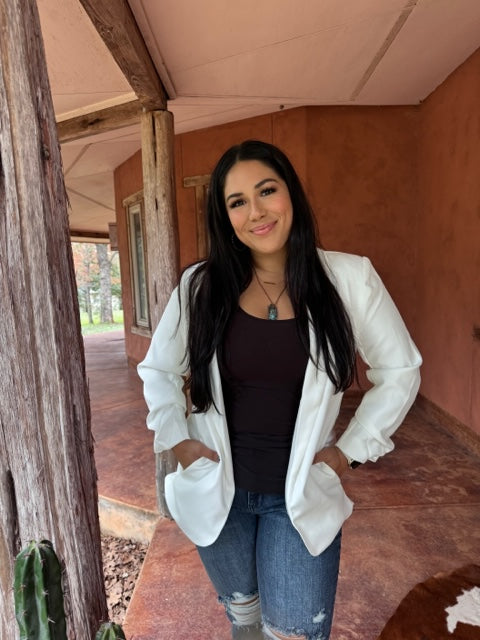 Rouched Sleeve Blazer