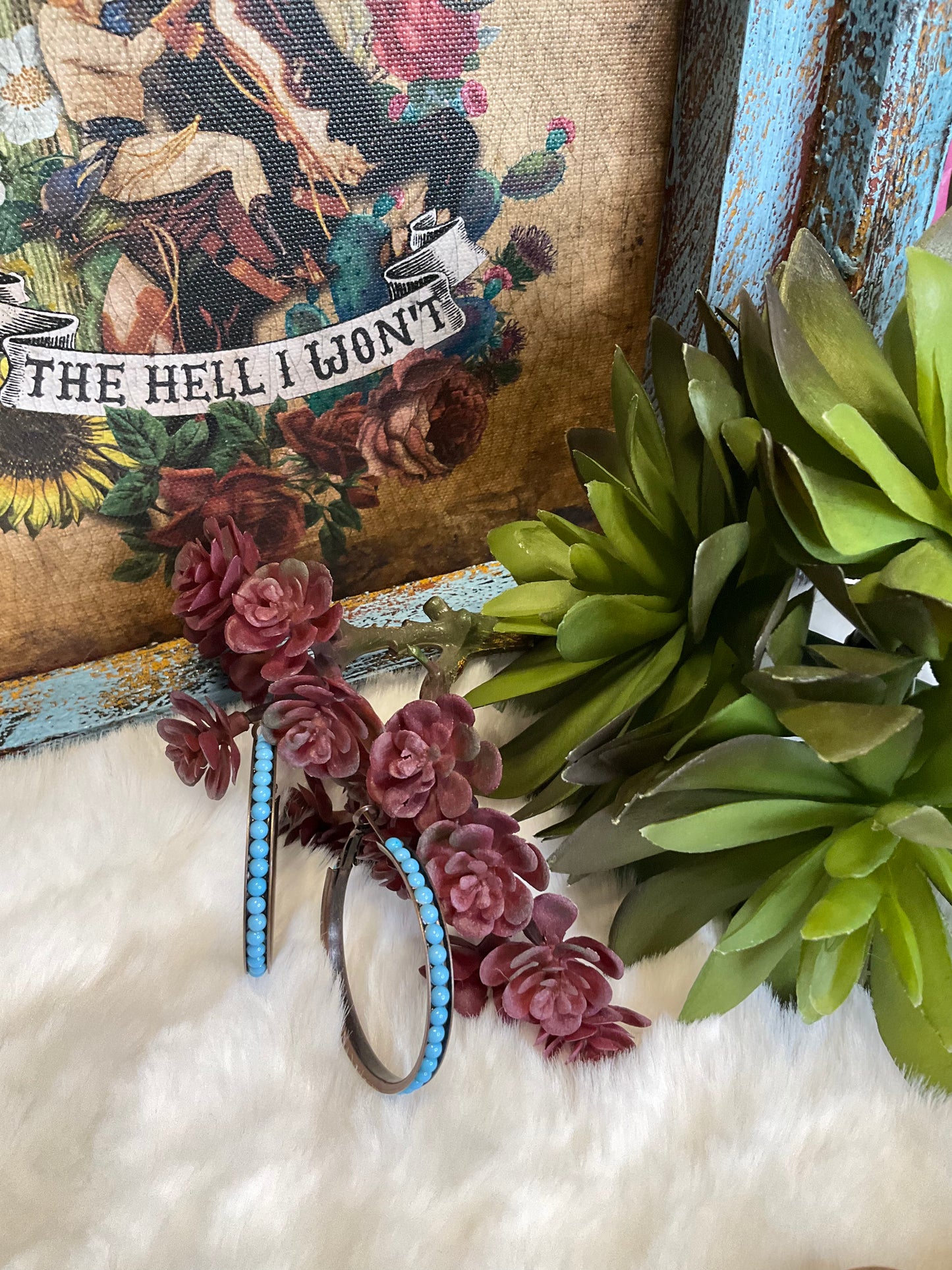 Bluebell Beaded Hoop Earrings
