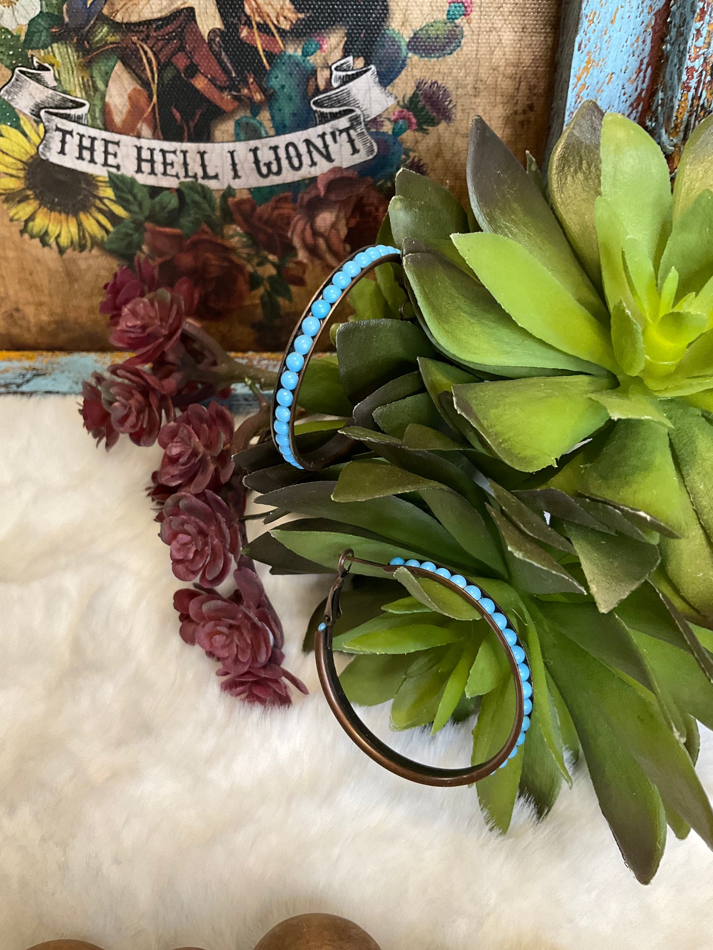 Bluebell Beaded Hoop Earrings