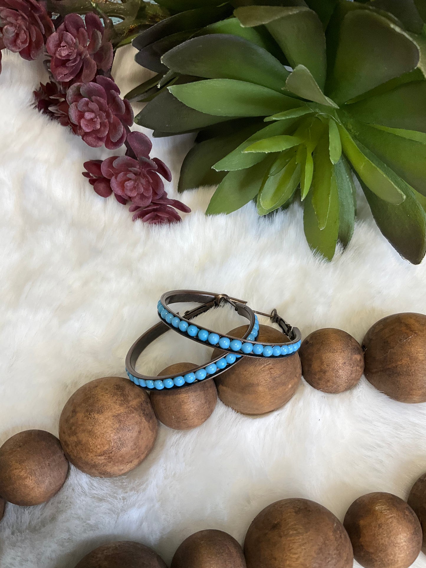 Bluebell Beaded Hoop Earrings