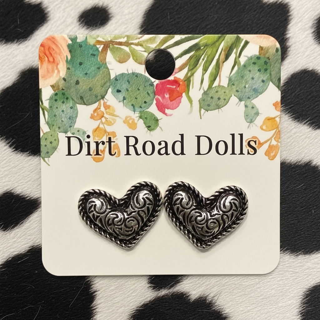 Tooled Sweetheart Studs