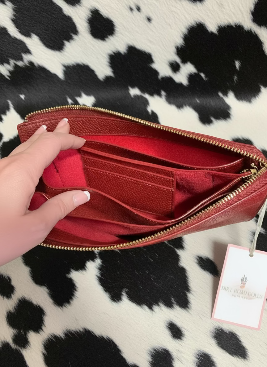 Balcones Heights Convertible Bag in soft pebbled faux leather with zippered closure and five compartments – versatile clutch, wristlet, or crossbody for organized everyday style.