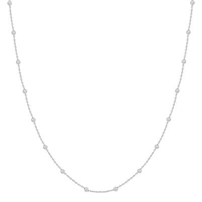 Water Resistant Silver Beaded 16"-18" Necklace