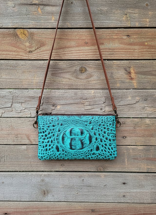 genuine leather crossbody bag crocodile texture with detachable strap boutique accessory