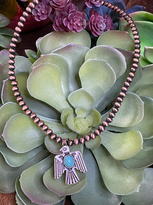 Copper Thunderbird Navajo Pearl Necklace