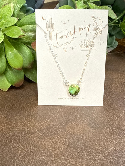 Sonoran Gold turquoise pendant necklace on sterling silver chain, simple western boutique jewelry