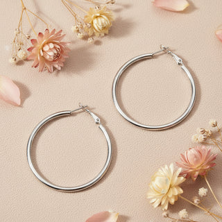 large silver-tone hoop earrings with worn textured finish bold statement fashion jewelry