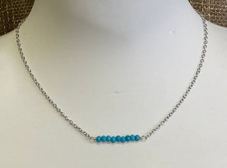 Kingman turquoise necklace on silver chain minimalist turquoise jewelry piece