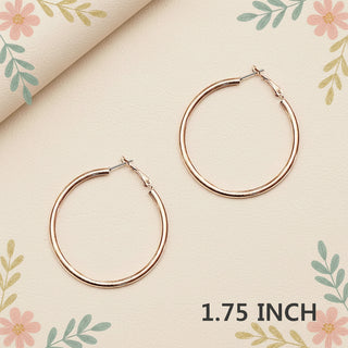 gold-tone hoop earrings with worn textured finish lightweight bold everyday fashion jewelry