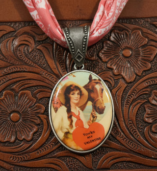 western necklace with bandana cord and statement pendant vintage style jewelry