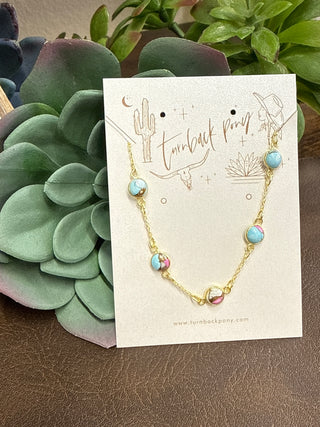 Cotton candy dahlia bracelet with soft pink tones, lightweight gold over sterling layering bracelet