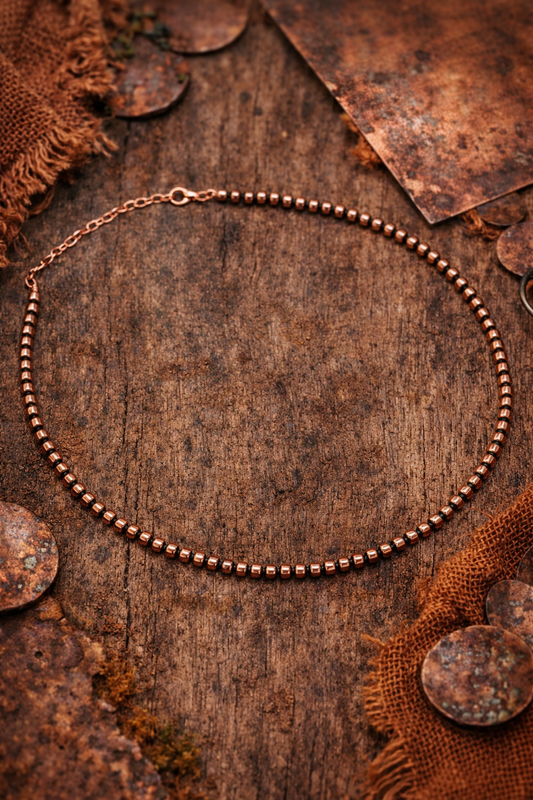 16 inch copper pearl choker with 4mm copper beads western layering jewelry Dirt Road Dolls Boutique