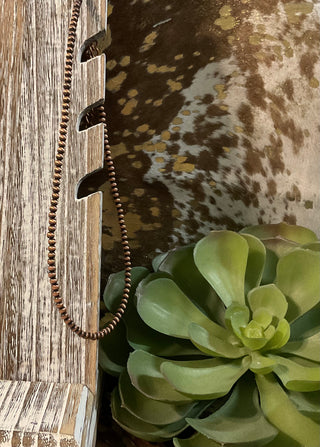 Copper pearl choker necklace with 4mm beads layered everyday jewelry look