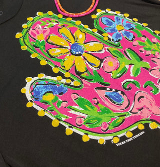 Women's western graphic tee with vibrant cactus and floral artwork