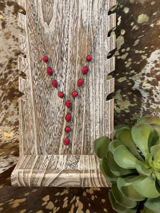 pink gemstone lariat necklace adjustable drop necklace boutique jewelry