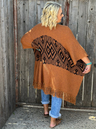 rust aztec kimono western boho lightweight layering piece boutique outfit fall kimono styling
