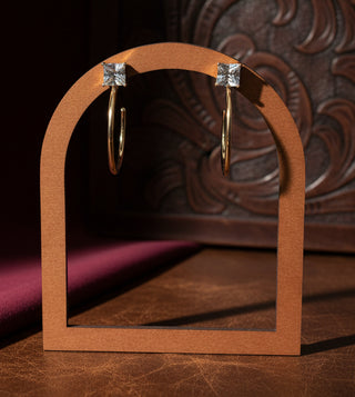Everyday cubic zirconia hoop earrings with water resistant finish