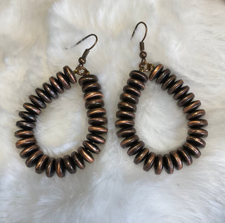 Dally teardrop earrings with rondelle beads in silver or copper tone, lightweight western-boho French hook earrings for women