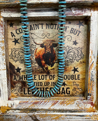 faux turquoise necklace colorful rustic luxe statement piece