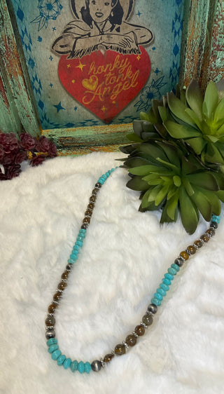 turquoise saucer bead necklace southwestern style jewelry