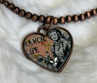 rustic copper necklace with cowgirl pendant boutique western jewelry