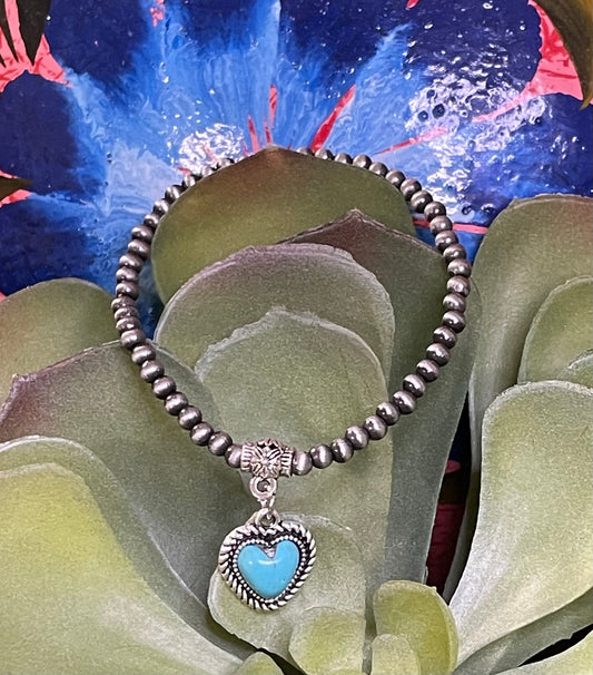 Dainty Turquoise Heart Bracelet