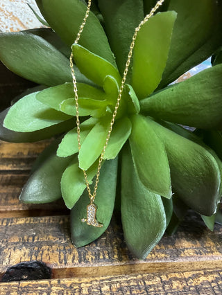 gold dipped cowboy boot necklace layered feminine western style
