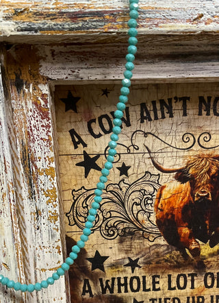 Sparkle Standard Beaded Necklace featuring multifaceted beads in turquoise, peach, champagne, and coffee shades, approx. 17 inches in length, lightweight and shimmering with every movement.