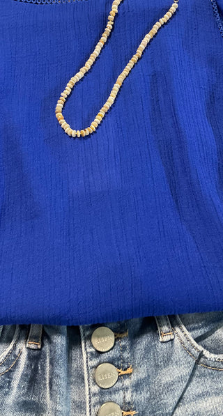 Neutral rondelle bead necklace with gold tone accents layered minimalist jewelry look