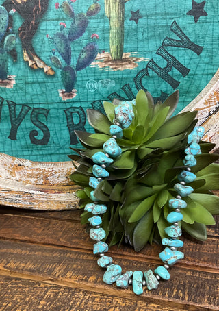 chunky turquoise bead necklace statement western jewelry