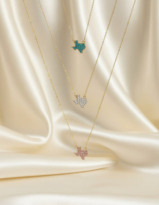 texas shaped druzy necklace gold chain boutique jewelry