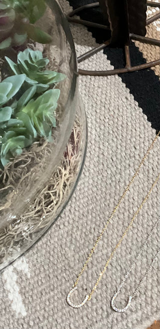 dainty horseshoe necklace with cubic zirconia pendant gold and silver options