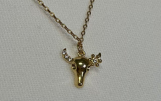 dainty cow skull pendant necklace gold chain western inspired jewelry