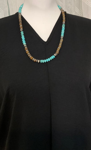 rustic luxe turquoise bead necklace everyday western jewelry