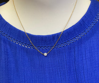 Single pearl necklace on gold chain minimalist everyday jewelry piece